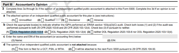 Form 5500 SAS 136 Compliance | Section 103(a)(3)(c) audit